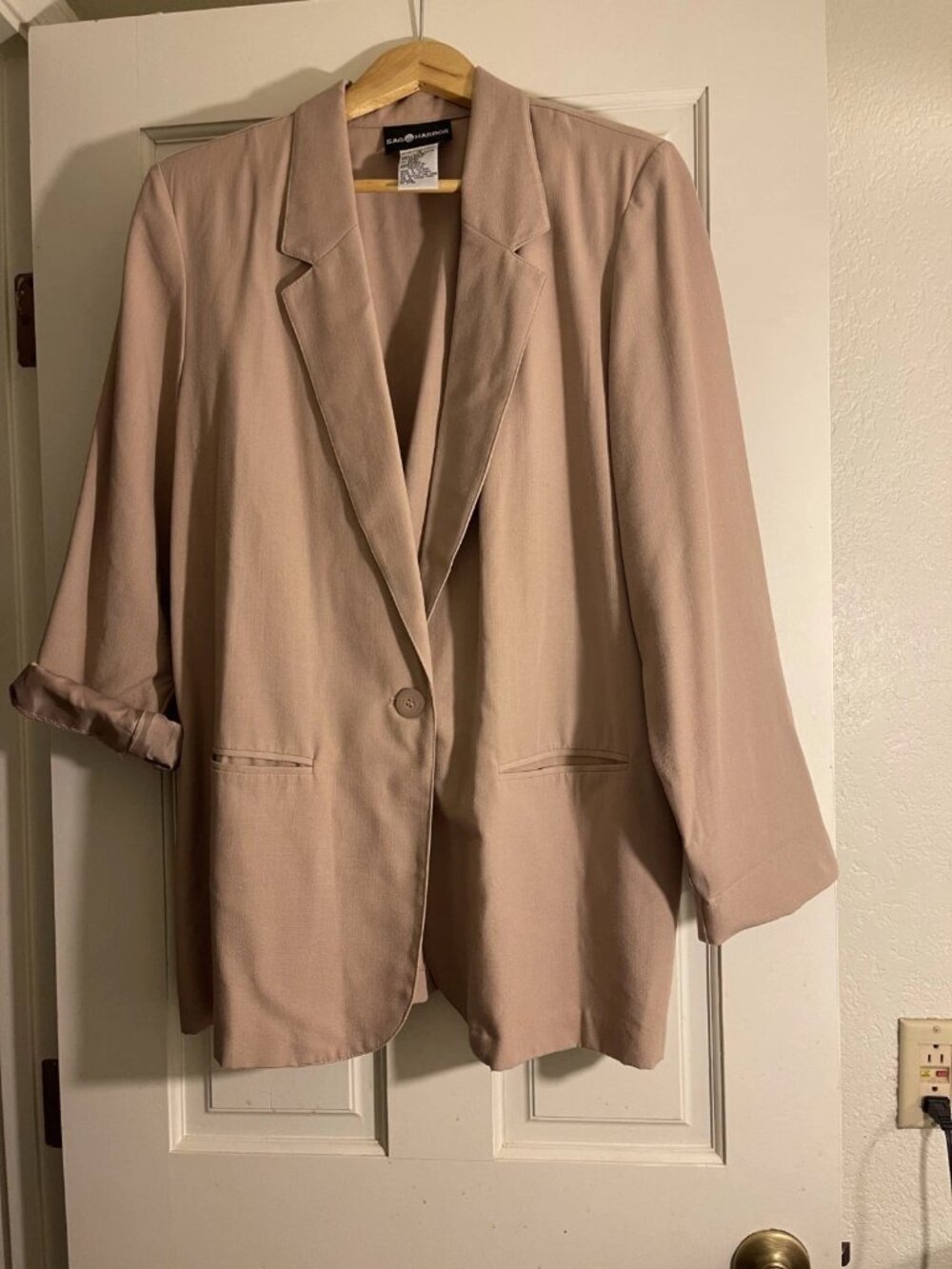 women's beige 16w lightweight blazer classic quiet luxury Neutral Minimalist